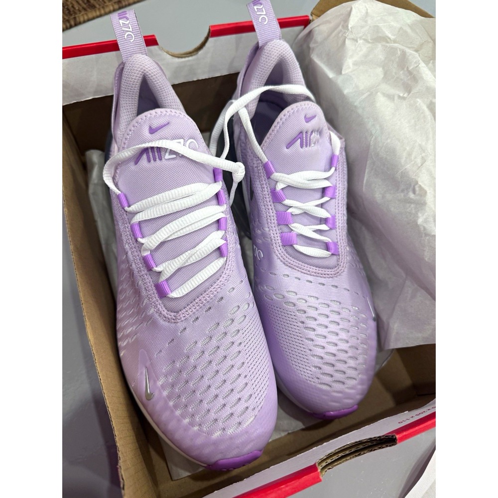Nike Air Max 270 Unisex Kids Sneakers Purple/White Mesh Lace Up US 7